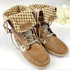 Sperry Top-Sider Ladyfish Plaid Leather Boots 8.5